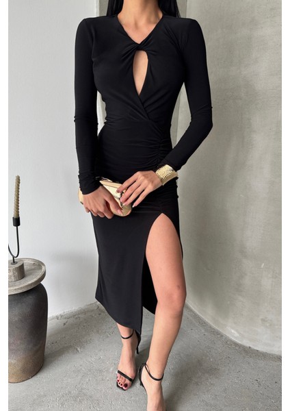 AYDOGANTICARET44 Sandy Elbise Büzgü Detaylı - Siyah modelleri