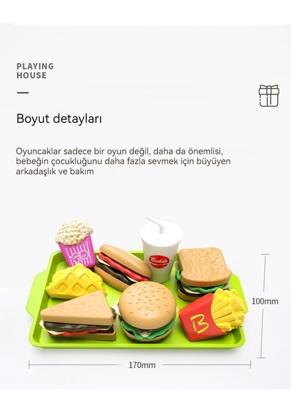 Luxıxı 8 Parça Çocuk Ev Oyuncak Mini Burger Patates Kızartması Batı Mutfak Seti Simülasyon Gıda Modeli (Yurt Dışından) modelleri