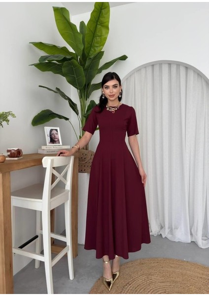 AYDOGANTICARET44 Wera Pliseli Midi Elbise