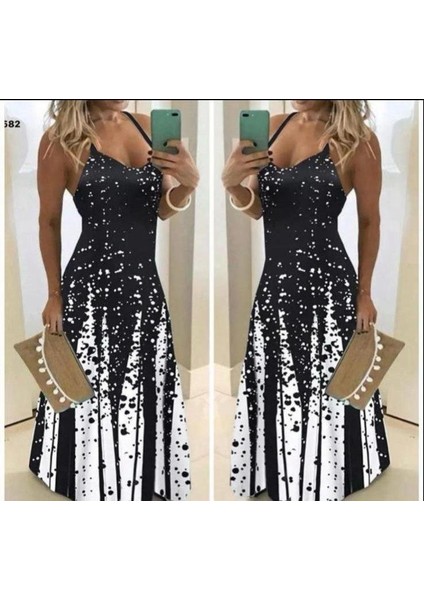 AYDOGANTICARET44 Kadın Suprem Kumaş Dijital Baskılı Elbise