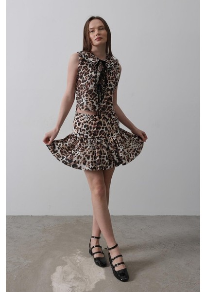 AYDOGANTICARET44 Leopar Desen Mini Etek - Leopar