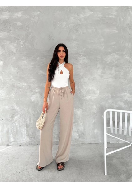 AYDOGANTICARET44 Ayrobin Oversize Pantalon - Bej
