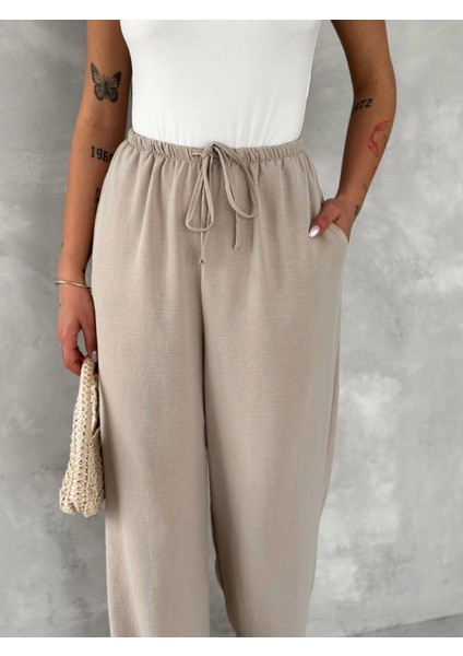 AYDOGANTICARET44 Ayrobin Oversize Pantalon - Bej