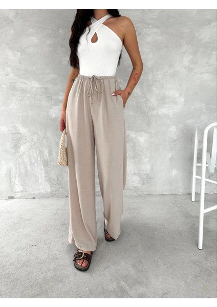 AYDOGANTICARET44 Ayrobin Oversize Pantalon - Bej