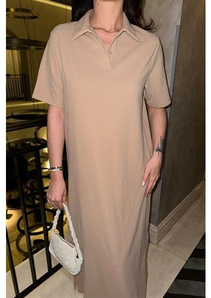 AYDOGANTICARET44 Manque Polo Yaka Yırtmaçlı Elbise 2689-8 modelleri