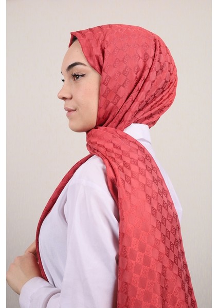 Kendinden Desenli Monogram Şal - Desen-01 - Renk-12