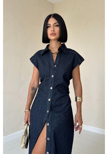 AYDOGANTICARET44 Mavi Kolsuz Vatkalı Elbise modelleri