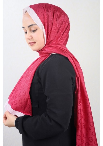Kendinden Desenli Şeritli Monogram Şal - Desen-01 - Renk-08