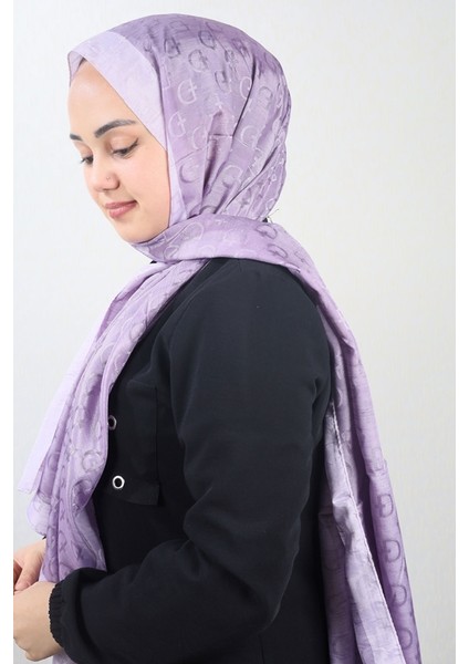 Kendinden Desenli Şeritli Monogram Şal - Desen-01 - Renk-04