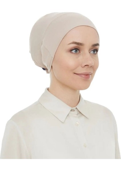 Dikişsiz Geçme Bone - Krem