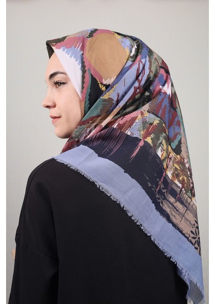 Desenli Keten Soft Eşarp - Desen-14 - Renk-08