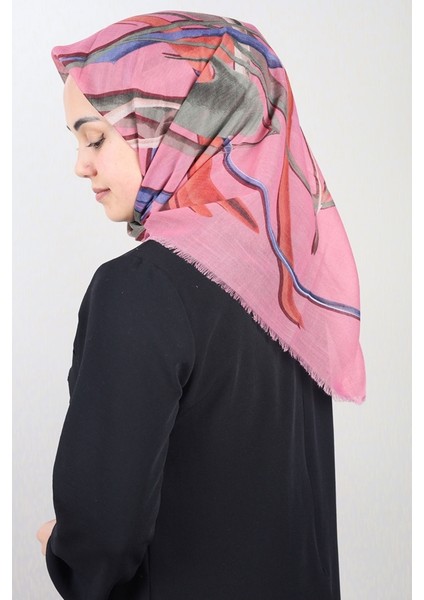 Desenli Keten Flamlı Eşarp - DESEN-687 - Renk-11