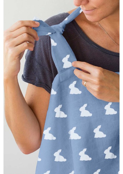 Mono Lapin Royal Blue Müslin Bebek Emzirme Önlüğü modelleri