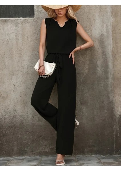 AYDOGANTICARET44 Kadın Kolsuz V Yakalı Aerobin Bluz ve Belden Kuşaklı Pantolon Ikili Takım
