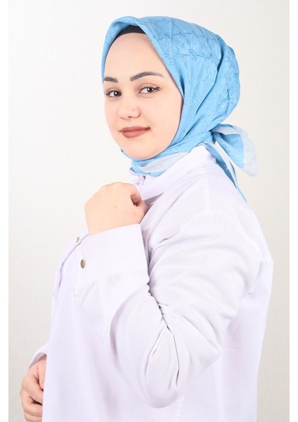 Kendinden Desenli Monogram Floş Eşarp - Desen-01 - Renk-25