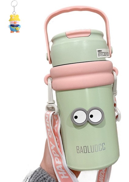 Çay ve Su Ayırma Termos Bardağı, Büyük Kapasiteli Kız Çay Ayırıcı Pipetli Su Bardağı, Taşınabilir Kayışlı Çiçek Çay Bardağı (Yurt Dışından)