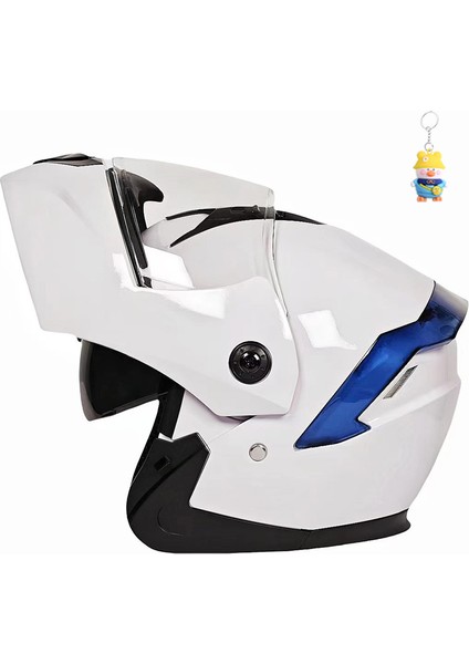 Erkekler ve Kadınlar Için Yeni Ulusal Standart Çift Lensli Açık Kask Motosiklet Kask Dört Mevsim Evrensel Yarış Motosiklet Kış Kask Sıcak Kask (Yurt Dışından)