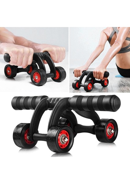 4 Tekerlekli Mekik Aleti Ab Wheel Diz Matı Hediyeli Karın Egzersiz Aleti CKS452