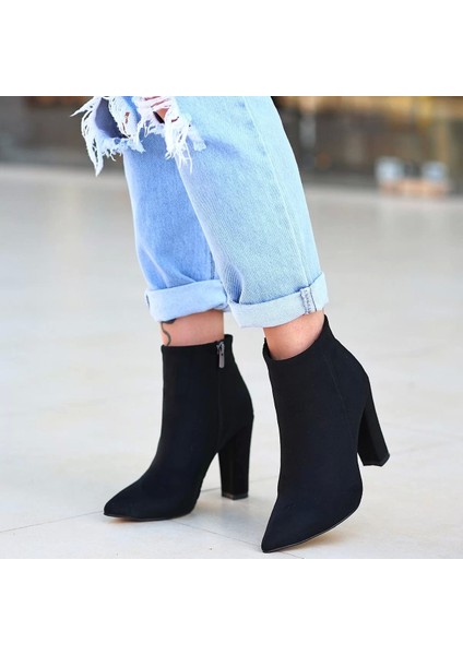 Loora Siyah Süet Topuklu Bot indirimleri