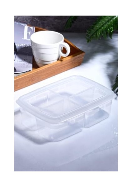 1 Adet 4 Bölmeli Öğünlük Et ve Sebze Saklama Kabı - Dondurulmuş Bakliyat Buzluk Buzdolabı Kutusu Large (Beyaz) fiyatları