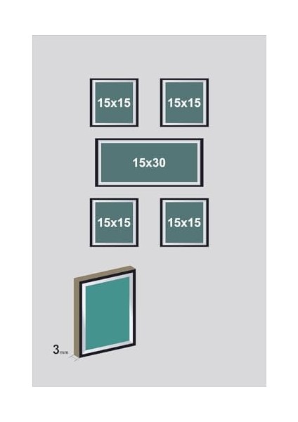 5 Parça Dekoratif Mdf Tablo Seti Çerçeve Görünümlü DEKOLIADKG028