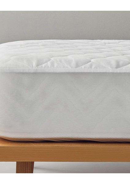 Home Plump Pamuk Polyester Sıvı Geçirmez Çift Kişilik Yatak Koruyucu Alez Beyaz
