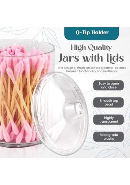 Home Qtip Tutucu, Makyaj Makyaj Düzenleyici Depolama, Kapaklı Şeffaf Plastik Eczacı Kavanozları, Banyo Pamuklu Çubuk Dispenseri, 2 x 10OZ ve 2 x 7OZ, 4'lü Paket, Kahverengi Ahşap Kapaklar, modelleri