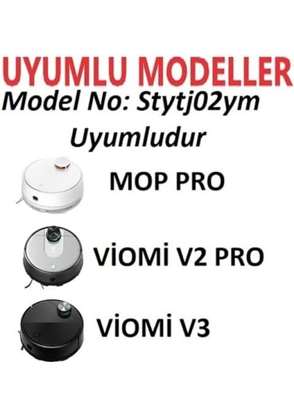 Mi Robot Viomi Se V2 V3 V2 Pro (V-RVCLM21B) / Vacuum Mop Pro (STYJ02YM) ile Uyumlu Siyah 2li Yan Fırça