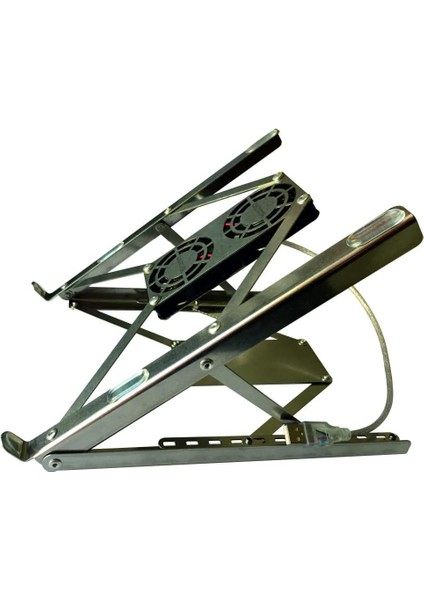 2FS02 Fanlı Laptop Tablet Notebook Standı, Açılır Kapanır, Tüm Laptoplara Kolayca Ayarlanır. Saglam ve Zariftir. 40 kg Baskılanabilir. 3 Yıl Omur Boyu Kullanılabilir.