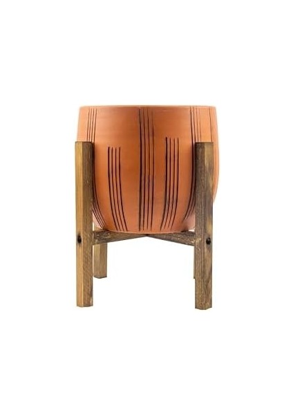 Tasarımı Ev Dekorasyon Aksesuar Dik Çizgi Desenli Toprak Saksı Saksılık Salon Çiçeklik 4 Ayaklı - 19 cm fiyatları