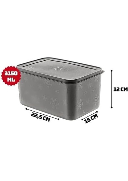 No Frost Silikon Yumuşak Kapalı Saklama Kabı Dondurucu ve Buzluk Saklama Kabı 3150 Ml, Kapaklı No Frost Saklama Kabı 3150 Ml, Derin Dondurucu Saklama Kabı 3150 ml