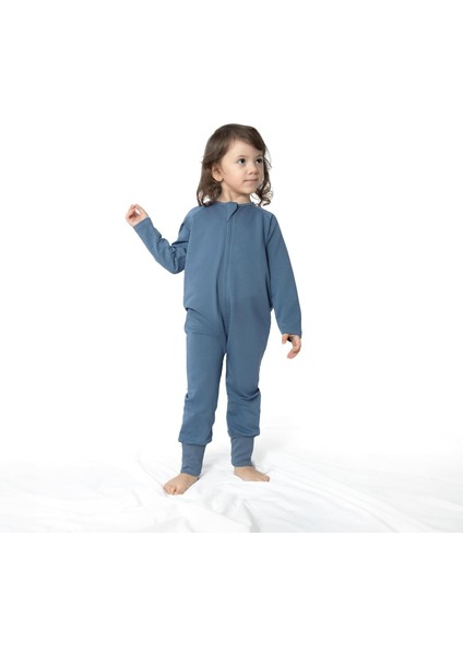Pamuk Çocuk Ayaklı Uyku Tulumu - 1 Tog - (3-4 Yaş) - Indigo