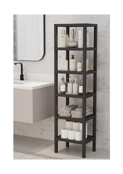 Life 6 Katlı Plastik Siyah Banyo Mutfak Rafı MIT1045 fiyatları