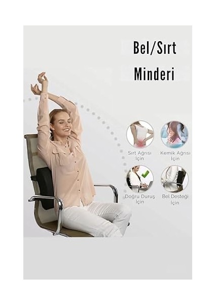 Ortopedik Visko Bel ve Sırt Minderi Yastığı Destekleyici Minder Yastık, Figiza, Siyah, Standart fiyatları