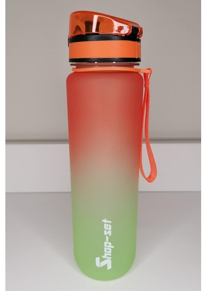 1000 Ml Tritan Motivasyonlu Su Matarası (Turuncu - Neon Yeşil)