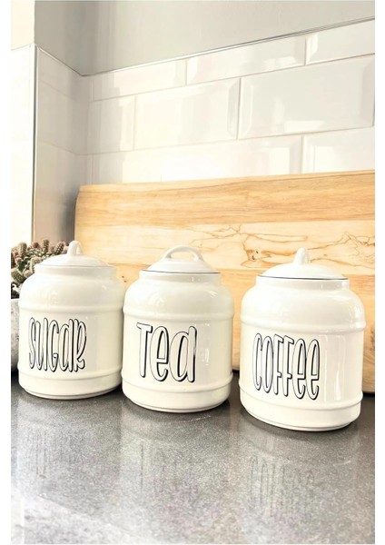 3' Lü Tea Sugar Coffee Saklma Kabı Kavanozu Seti