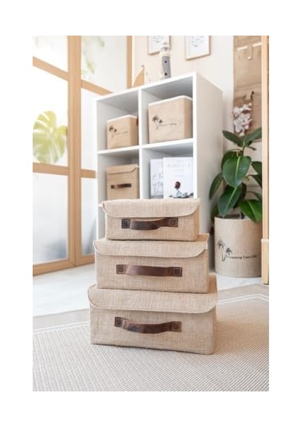 Bee Jüt Kapaklı Dolap Içi Organizer Takı, Makyaj, Banyo, Ofis Düzenleyici Saklama Kutusu 26 x 20 x 10 cm fiyatları
