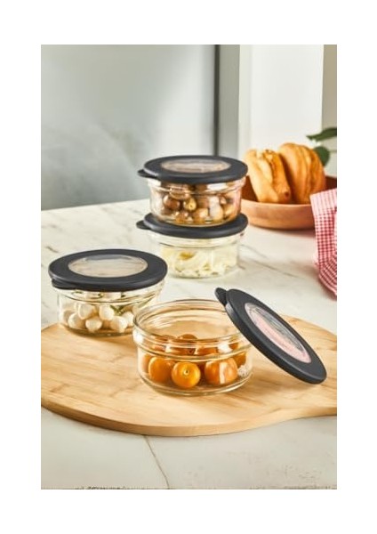 Life 4 Adet 415 ml Silikon Kapak Cam Kahvaltı Seti Saklama Kabı MIT1086 modelleri