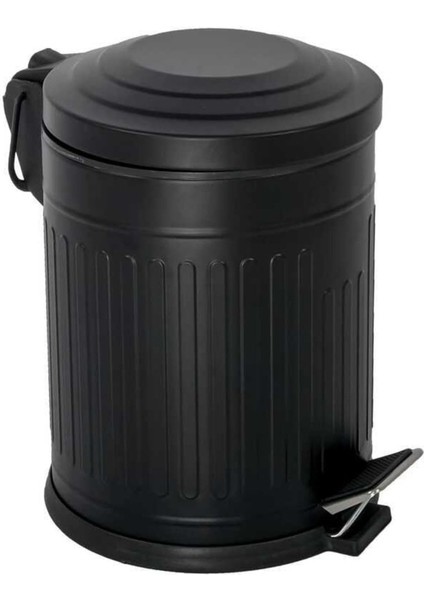 5-12- 16 Lt Vintage Serisi Amortisör Kapaklı Çöp Kovası (Banyo - Mutfak - Tuvalet - Balkon) (Siyah, 5 Litre)