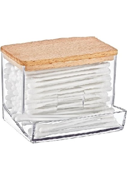 Up Ahşap Kapak Pamuklu Çubuk Organizeri