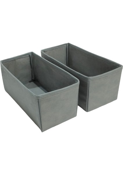 Room 2'li Gri Çekmece Içi Düzenleyici Organizer Set - Çok Amaçlı Dolap Içi Kutu Seti (28 * 13 * 13)