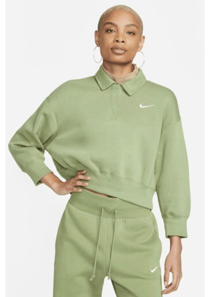 Phoenix Cropped Polo Kadın Yeşil Sweatshirt fırsatları
