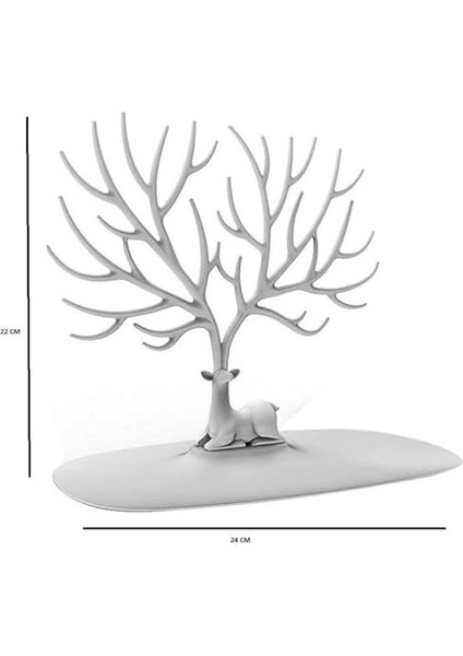 Geyik Tasarımlı Beyaz Takı Standı Yüzük Küpe Kolye Askılığı Mücevher Organizer Askı modelleri