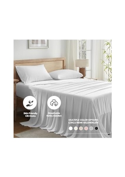 Kişilik Pamuklu Çarşaf Seti 220 x 240 cm Alvaro Beyaz fiyatları