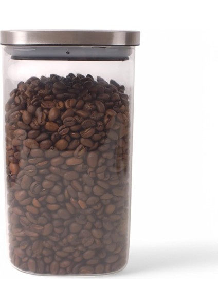 1100 ml Sızdırmaz Vakumlu Metal Kapaklı Borosilikat Cam Kavanoz - Hava Geçirmez & Dayanıklı Gıda Saklama Kabı (10 cm x 17 cm)