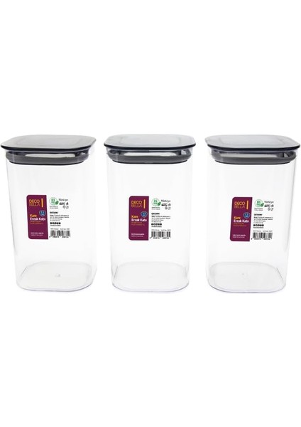 Decobella 3 'lü 1.1 Lt. Kare Erzak Kabı Seti