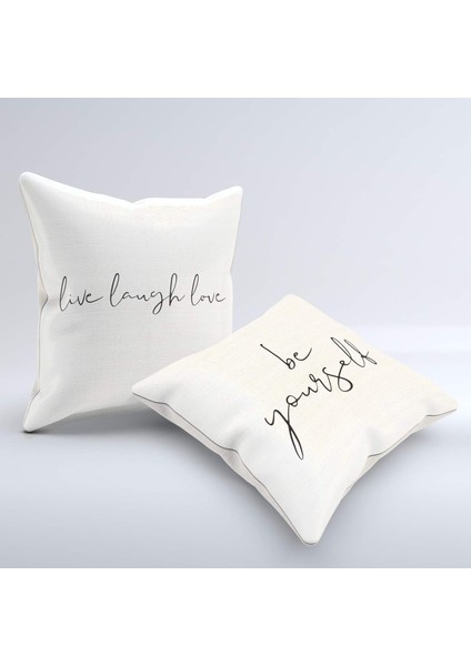 Yourself Mottolu Dekoratif Çift Yastık