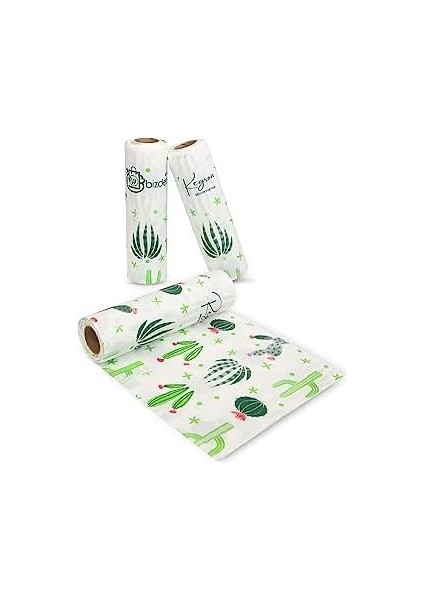 Masa ve Aktivite Piknik Örtüsü Kullan At Sıvı Geçirmez 3 Rulo (Rulo Içi:10 Adet) Kaktüs 100 x 120 cm