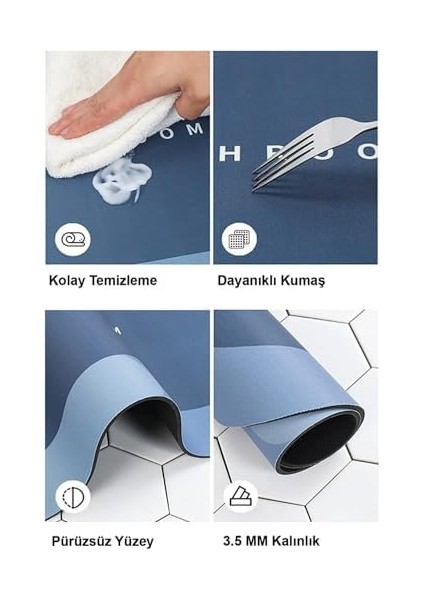 Tabanlı Süper Emici Banyo Paspası Oval (MAVİ)(NVE104) fiyatları