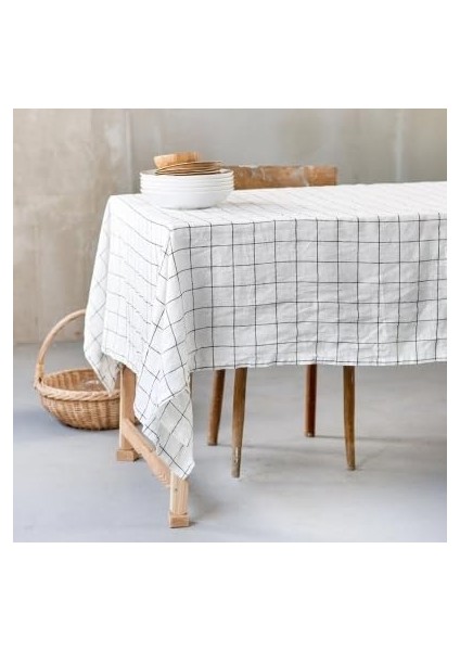 | Keten Kareli Masa Örtüsü (160 x 240)